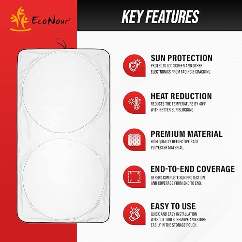 EcoNour Windshield Sun Shade for Tesla Model 3/Y Cars | (2016–2025) Foldable Sun Shield | Tesla Accessories – Upgraded Windshield Fits for Both Tesla Model Y Sunshade and Tesla Model 3 Sunshade - Image 3