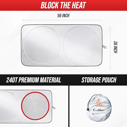 EcoNour Windshield Sun Shade for Tesla Model 3/Y Cars | (2016–2025) Foldable Sun Shield | Tesla Accessories – Upgraded Windshield Fits for Both Tesla Model Y Sunshade and Tesla Model 3 Sunshade - Image 4