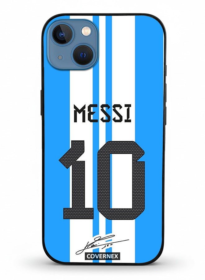 Covernex Apple iPhone 13 Protective Case Cover Printed Featuring Lionel Messi National Team Jersy Design with Signature - Image 2