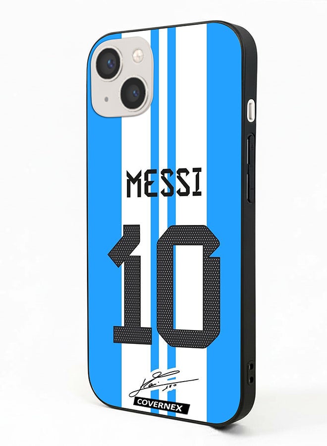 Covernex Apple iPhone 13 Protective Case Cover Printed Featuring Lionel Messi National Team Jersy Design with Signature - Image 1