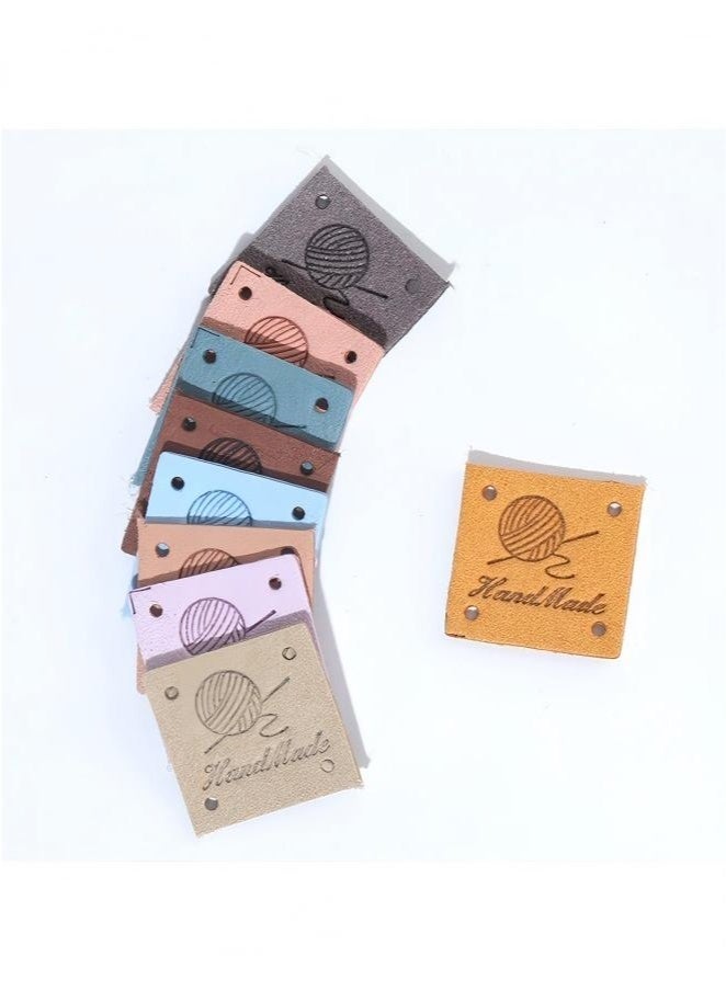 45 Pcs PU Leather Handmade Label, Colorful Handmade Tags for Crochet Items Handmade Clothing Labels Embellishments Knit Embossed Tag with Holes for DIY Crafts Sewing Jeans Bag Shoes Hat (9 Color) - Image 2