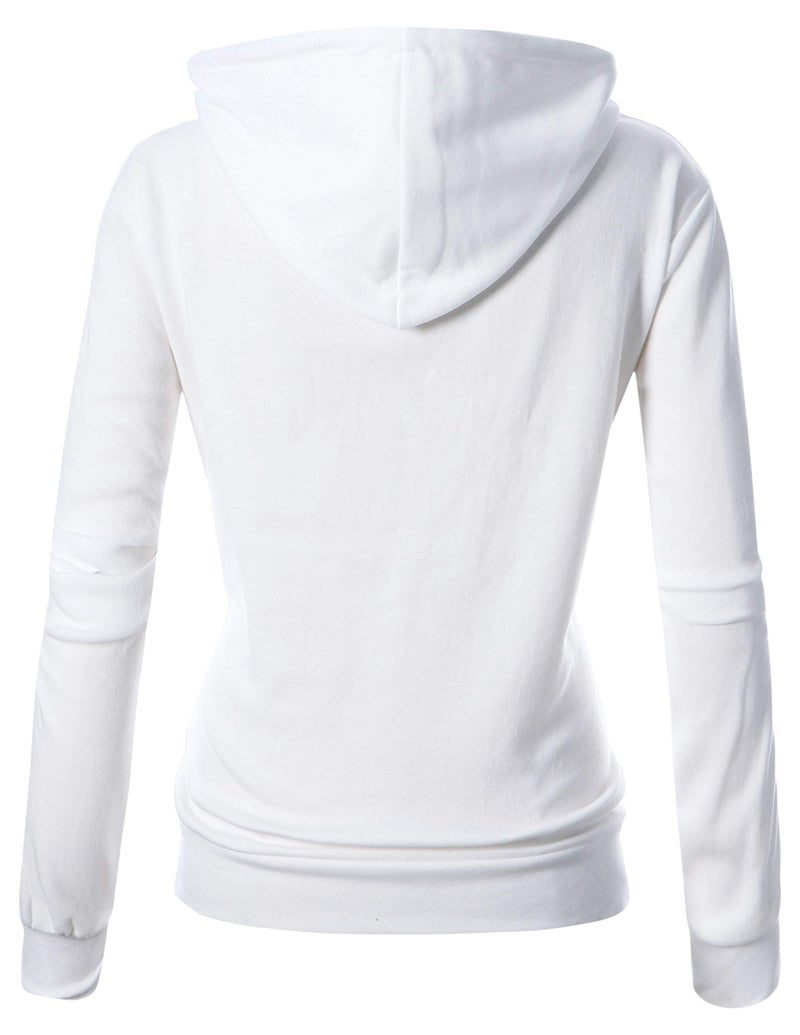 GIVON Women's Lightweight Zip Up Hoodie – Long Sleeve Thin Casual Hooded Jacket, Plus DCF200-WHITE-XS - Image 5