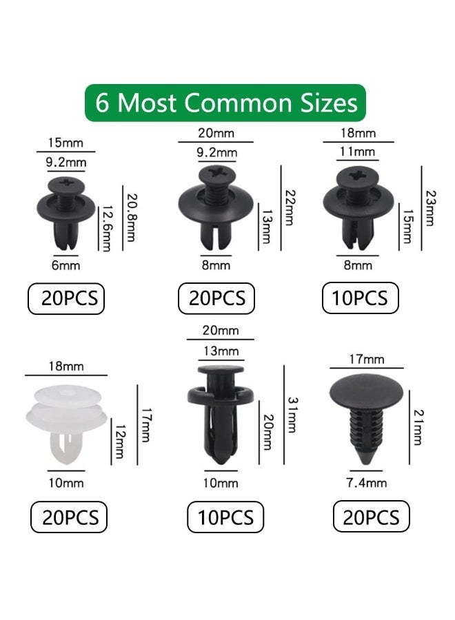 100Pcs Car Fixing Clips, 6 Types Car Plastic Mounting Set, Bumper Mounting Clips Kit, Door Trim Car Body Rivets Mounting Kit, Nylon Bumper Expansion Rivets - Image 4