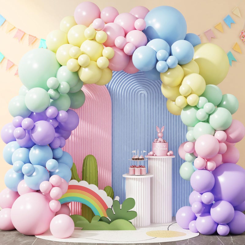 RUBFAC 129pcs Pastel Balloons Different Sizes 18 12 10 5 Inch, Macaron Rainbow Easter Balloon Arch Kit for Baby Shower Birthday Party Gender Reveal Garland Decoration - Image 5