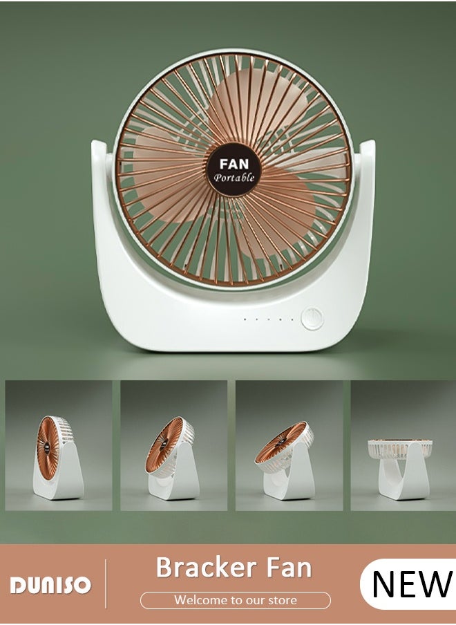 DUNISO Desk Fan 120° Adjustment USB Fan Portable Tabletop Fan with Fast Charge and 3 Speed Regulation, Low Noise Bracker Fan for Home, Office, Travel, Camping, Outdoor, Indoor Fan  - Image 1