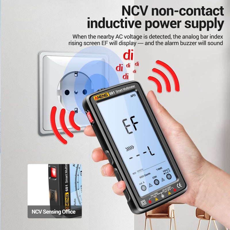 ANENG 681 6000 Counts Digital Multimeter Smart Anti-burn Rechargeable Universal Meter NCV Tester 5-inch Large LCD with Backlit Flashlight for Voltage Current Resistance Capacitance Temperature - Image 2