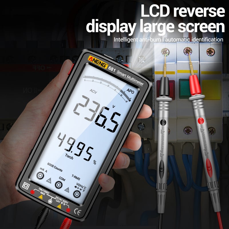 ANENG 681 6000 Counts Digital Multimeter Smart Anti-burn Rechargeable Universal Meter NCV Tester 5-inch Large LCD with Backlit Flashlight for Voltage Current Resistance Capacitance Temperature - Image 5