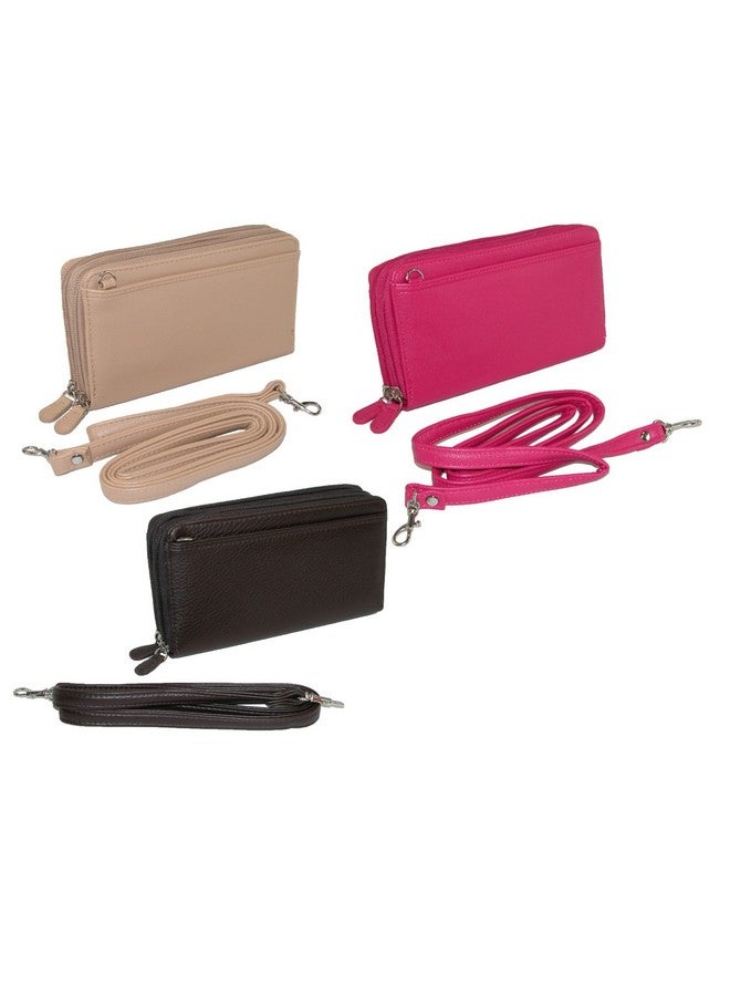 Buxton Pebbled Double Zip String Along Wallet Black - Image 2