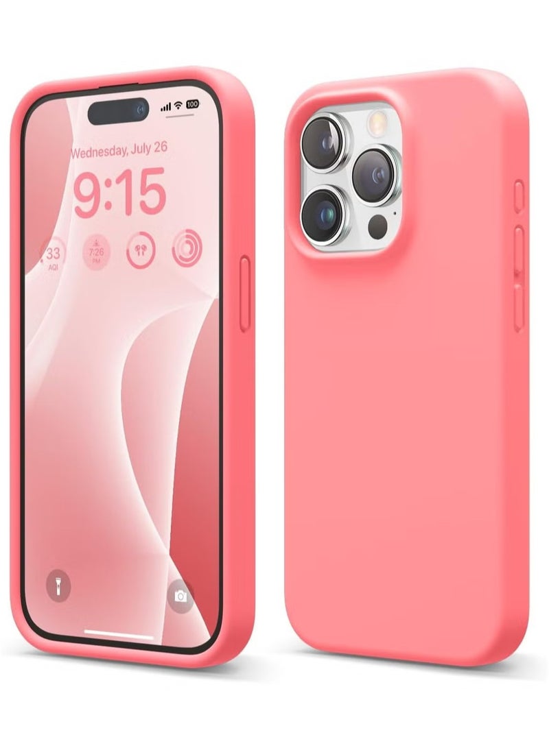 فيسوس غطاء علبة السيليكون العام لـ Apple iPhone 15 Pro Silicone Case مع  - وردي فاتح - Image 1