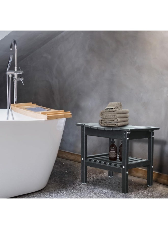 Shower seat inside shower chair with space-saving storage shelf, bathroom shower chairs, bathroom spa chair - ideal for all ages, including seniors (19.3 * 11.8 * 17.3 inches + Black) - Image 4