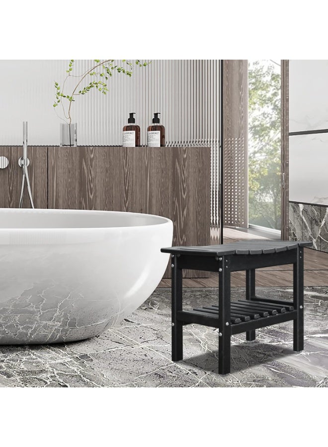 Shower seat inside shower chair with space-saving storage shelf, bathroom shower chairs, bathroom spa chair - ideal for all ages, including seniors (19.3 * 11.8 * 17.3 inches + Black) - Image 2