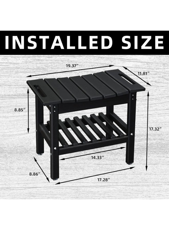 Shower seat inside shower chair with space-saving storage shelf, bathroom shower chairs, bathroom spa chair - ideal for all ages, including seniors (19.3 * 11.8 * 17.3 inches + Black) - Image 3