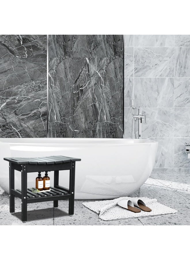 Shower seat inside shower chair with space-saving storage shelf, bathroom shower chairs, bathroom spa chair - ideal for all ages, including seniors (19.3 * 11.8 * 17.3 inches + Black) - Image 5
