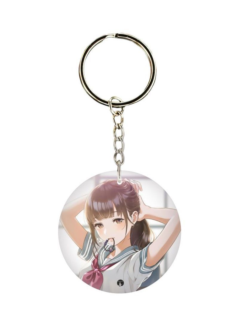 Anime Girl Printed Keychain