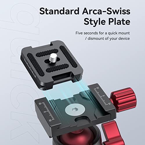 SMALLRIG حامل ثلاثي صغير لجهاز iPhone - حامل ثلاثي مصغر من سبائك الألمنيوم بطول 20 بوصة/ 50 سم مع رأس كروي بزاوية 360 درجة، لوحة سريعة 1/4 بوصة لتصوير الفيديو بكاميرا DSLR، يتحمل وزن يصل إلى 11 رطل-3033 - Image 4
