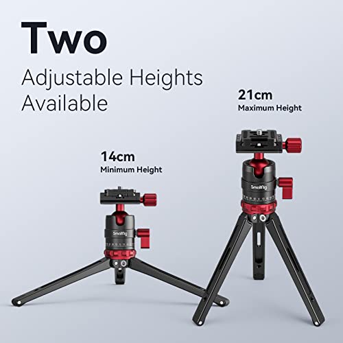 SMALLRIG حامل ثلاثي صغير لجهاز iPhone - حامل ثلاثي مصغر من سبائك الألمنيوم بطول 20 بوصة/ 50 سم مع رأس كروي بزاوية 360 درجة، لوحة سريعة 1/4 بوصة لتصوير الفيديو بكاميرا DSLR، يتحمل وزن يصل إلى 11 رطل-3033 - Image 5