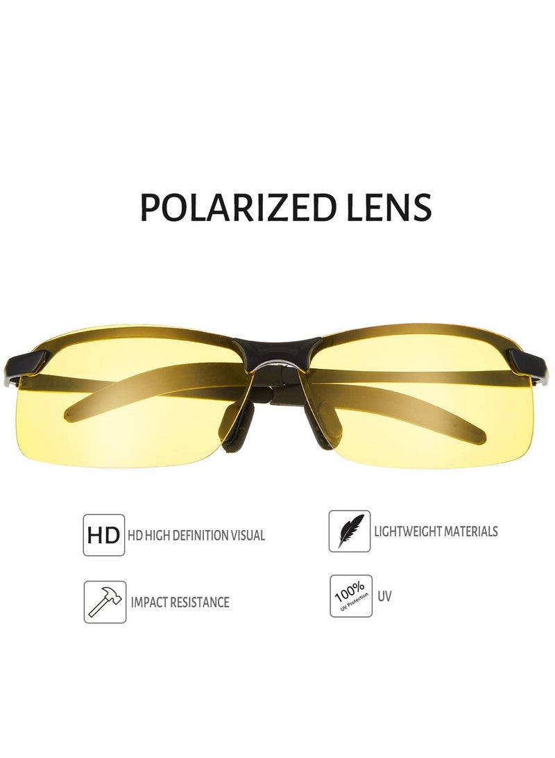 SYOSI Polarized Sunglasses for Men 4PCS Night Driving Glasses Anti Glare Night Vision TAC Glasses Ultra-Light Sunglasses Polarized for Driving Fishing Outdoor Sports - Image 2