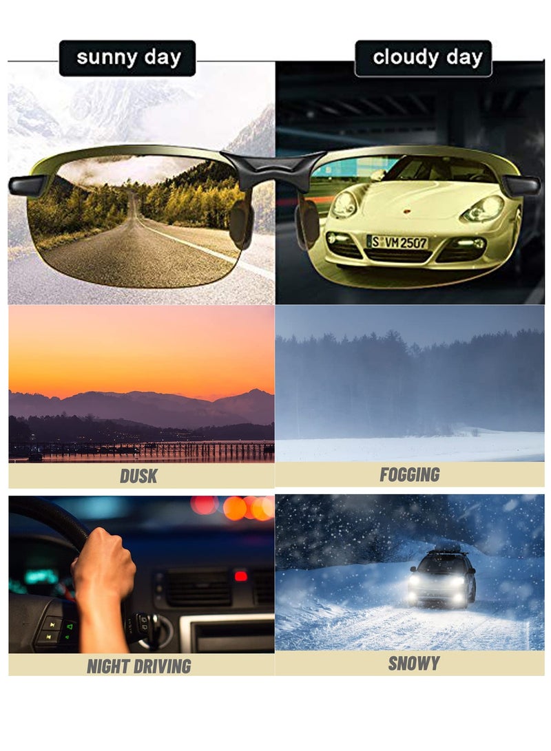 SYOSI Polarized Sunglasses for Men 4PCS Night Driving Glasses Anti Glare Night Vision TAC Glasses Ultra-Light Sunglasses Polarized for Driving Fishing Outdoor Sports - Image 4