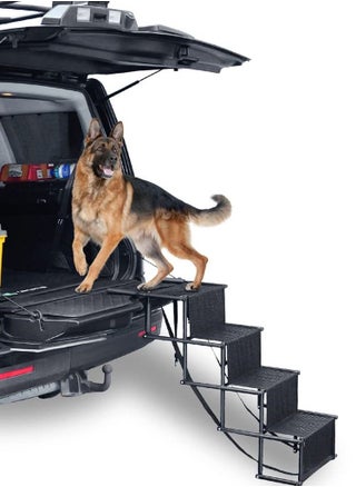 Dog Ramps with 5 Stairs  Upgraded Frame Pet Steps for SUV Cars High Beds Portable and Folding Stair for Large Dog with Light Weight and Non Slip Surface - pzsku/Z18D21DC1214F973D7C2BZ/45/_/1679053492/9b348d9f-278d-41ae-97aa-2d0522bf9489