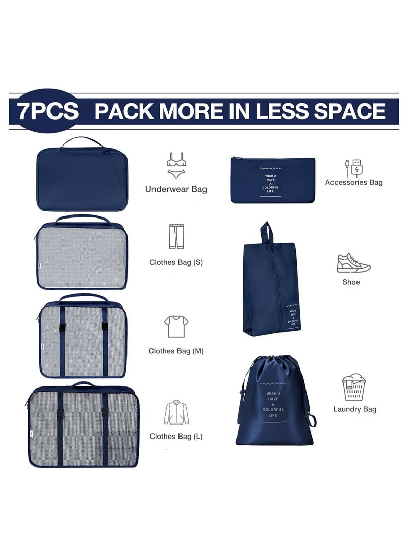 7 Set Packing Cubes for Travel,Luggage Packing Organizers for Travel Accessories,Travel Bags Organizer for Luggage Toiletries Shoes Clothes Cosmetics (7 Pack, Black) - Image 2
