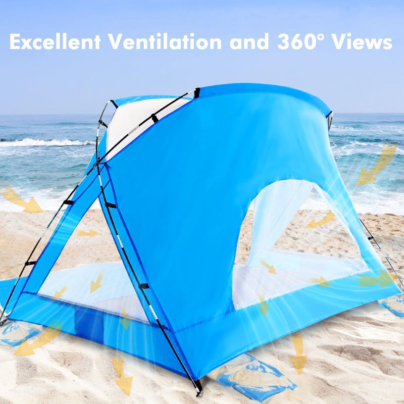 Etto Beach Tent, Portable Sun Shelter for 2/3/4/6-8 Person with UPF 50+ UV Protection, Easy Setup Waterproof Beach Shade Canopy Cabana for Family Outdoor and Picnics, Fishing with Carrying Bag - Image 4