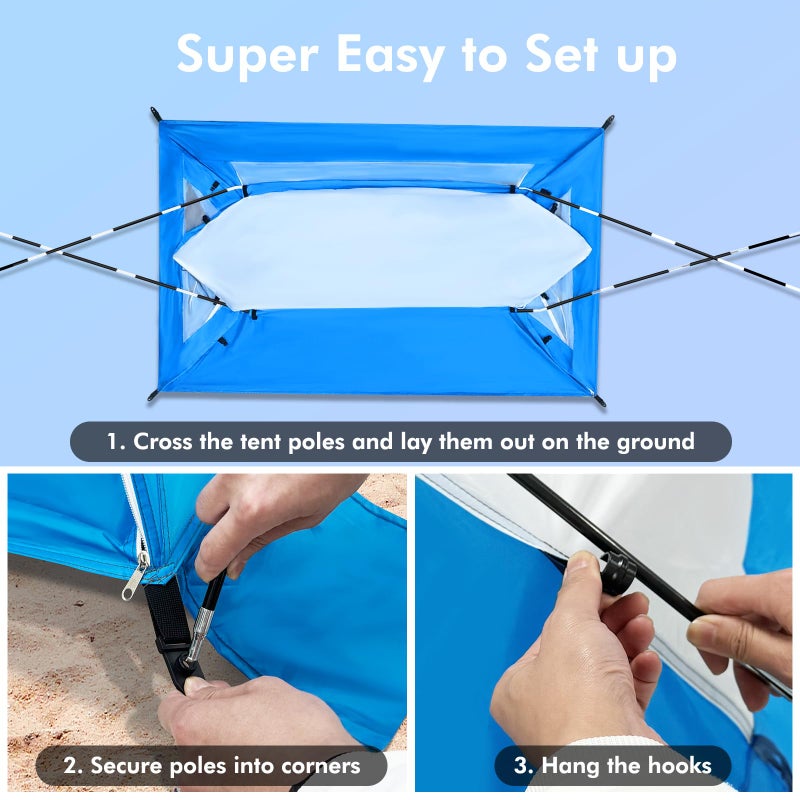 Etto Beach Tent, Portable Sun Shelter for 2/3/4/6-8 Person with UPF 50+ UV Protection, Easy Setup Waterproof Beach Shade Canopy Cabana for Family Outdoor and Picnics, Fishing with Carrying Bag - Image 2