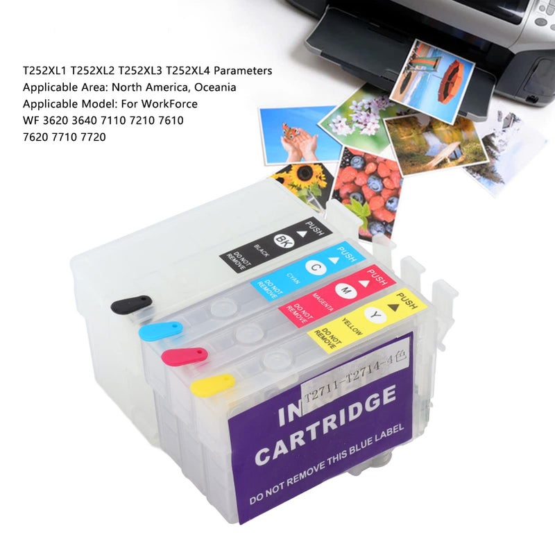 Compatible Ink Cartridge 4 Colors Permanent Chip Refill Box for T252XL Printer - Image 4