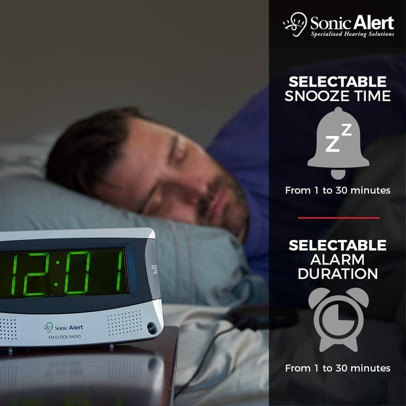 Sonic Alert Sonic Bomb Extra Dual Alarm Clock with Large Display - SBD375SS, Silver - Image 5