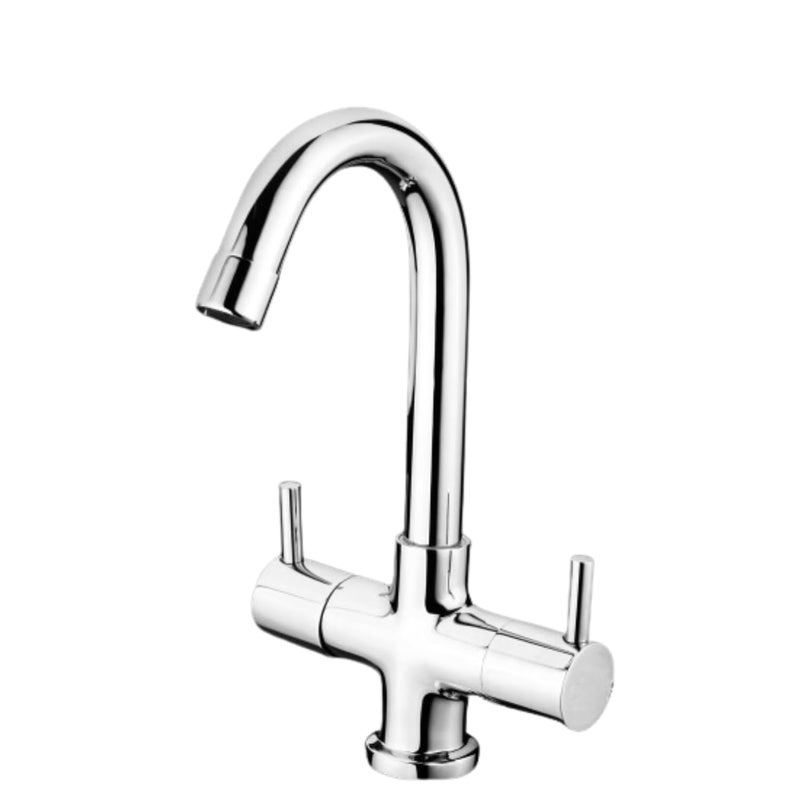 New Ware CP Brass 2in1 Center Hole Basin Mixer with 18 Connection Pipe Dual Lever 360 Swivel Spout Hot Cold Water Mixer Tap for Home Bathroom 56090 Victorian Brass 2 Medium 2024 - Image 1