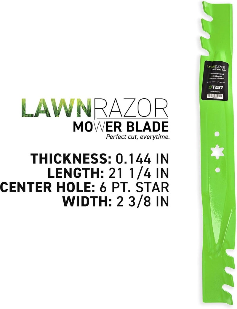 8TEN Store LawnRAZOR Blade Set for Cub Cadet MTD Troy Bilt 942-04308-X LTX1040 RZT-L42 Mustang XP 42-Inch Deck Toothed 2 Pack - Image 2