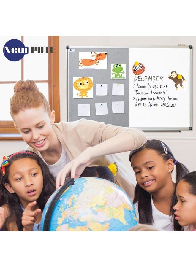 NEWPUTE New PUTE White Board and Cork Board Combo - 36 x 24 Inches Large Dry Erase Whiteboard and Bulletin Board, Magnetic Wall Pin Display Board for Home, Classroom & Office, 24"x36" Grey - Image 2