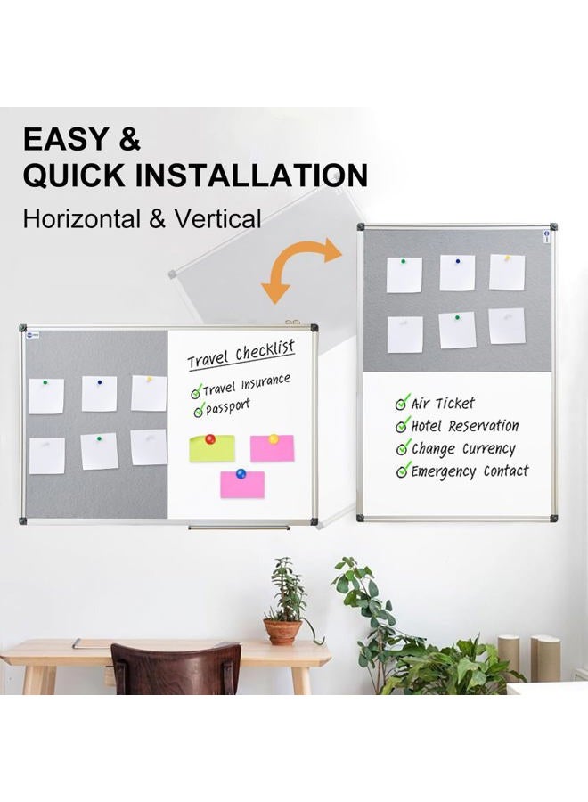 NEWPUTE New PUTE White Board and Cork Board Combo - 36 x 24 Inches Large Dry Erase Whiteboard and Bulletin Board, Magnetic Wall Pin Display Board for Home, Classroom & Office, 24"x36" Grey - Image 4