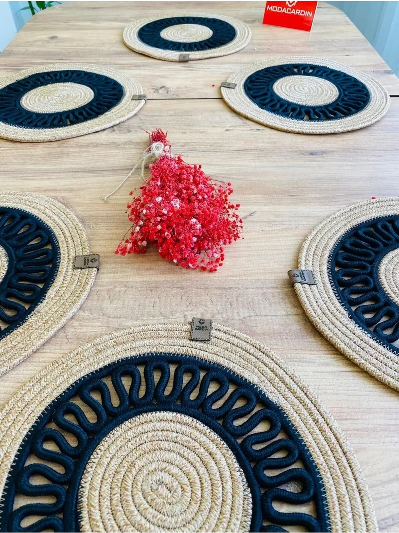 بدز ديري BDZ Leather Jute Wicker American Service Plate 6 Pieces