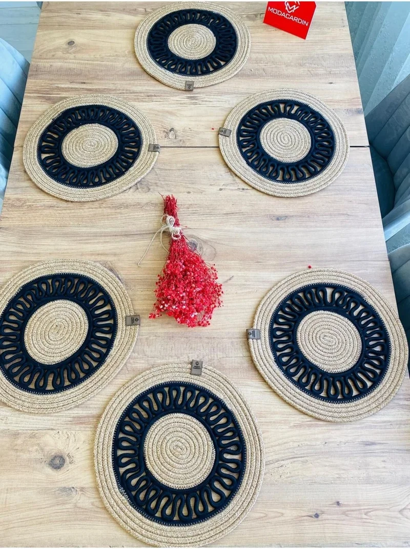 بدز ديري BDZ Leather Jute Wicker American Service Plate 6 Pieces
