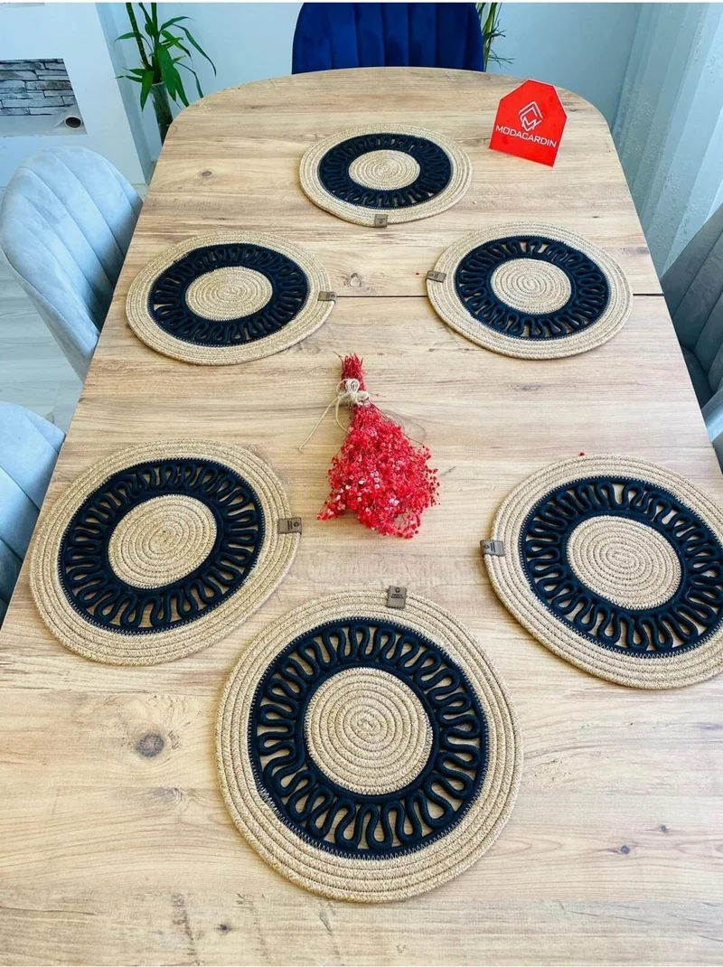 بدز ديري BDZ Leather Jute Wicker American Service Plate 6 Pieces
