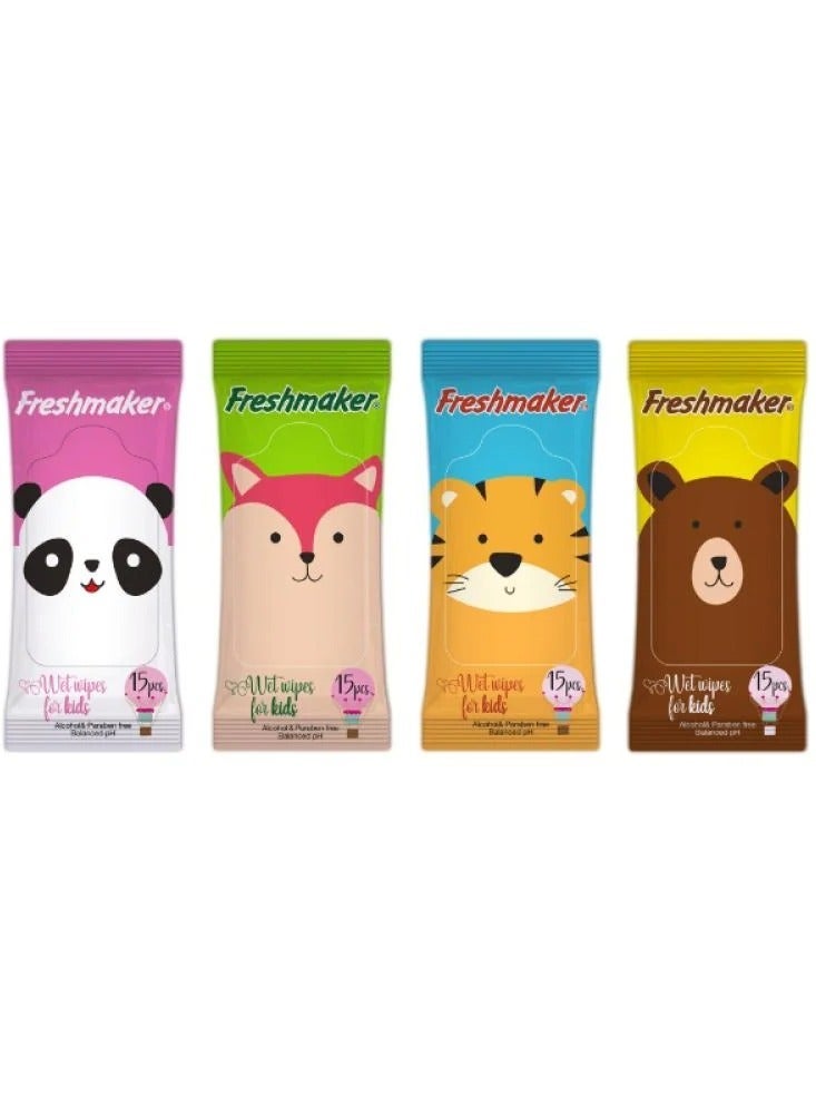 Freshmaker مناديل ميني مبللة للاطفال  15 منديل من 4 قطع - Image 2