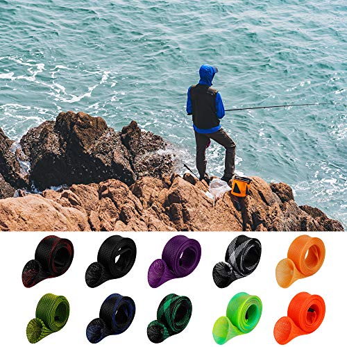 Kiikooll 10Pcs Rod Sock Fishing Rod Sleeve Cover Protector Gloves Tools. Flat or Pointed End/Spinning or Casting Rods. Sea or Spinning Fishing Rod - Image 4