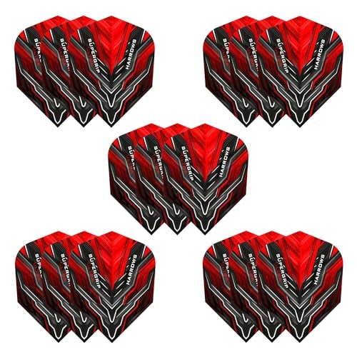 Harrows SUPERGRIP Ultra Flights| Set of x5 Premium Extra Strong Dart Flight Bag (15 Flights) (Red) - Image 1