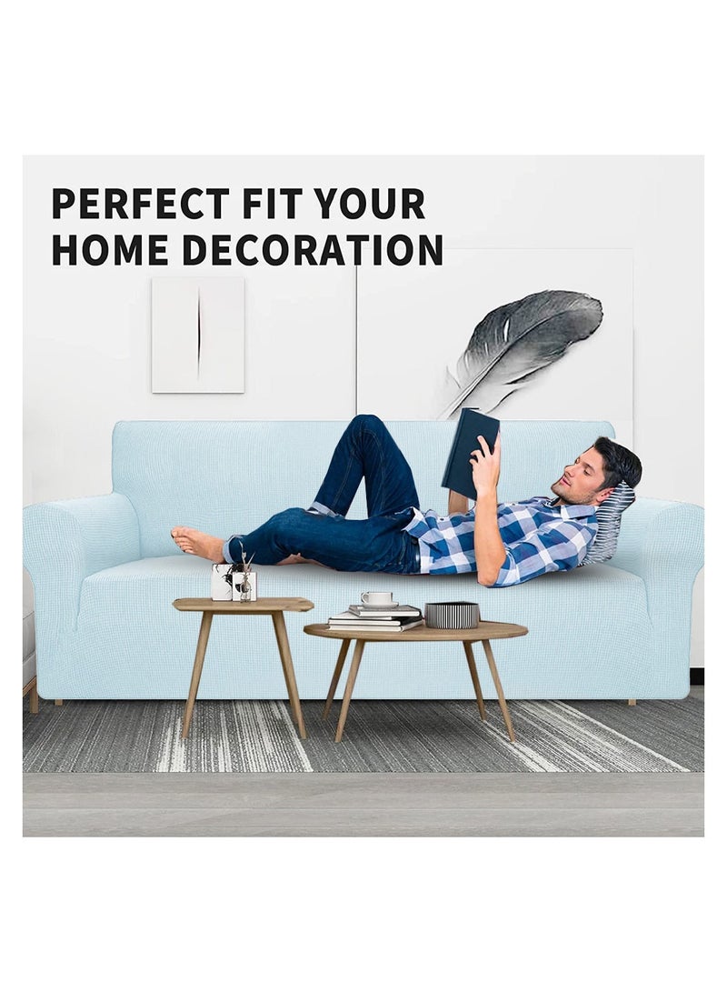 CATANES أغطية أرائك سميكة، غطاء أريكة مقسمة قابل للتمدد لغرفة المعيشة للكلاب والحيوانات الأليفة، واقي أثاث قابل للغسل متين باللون الأزرق السماوي (190 سم * 230 سم) - Image 5