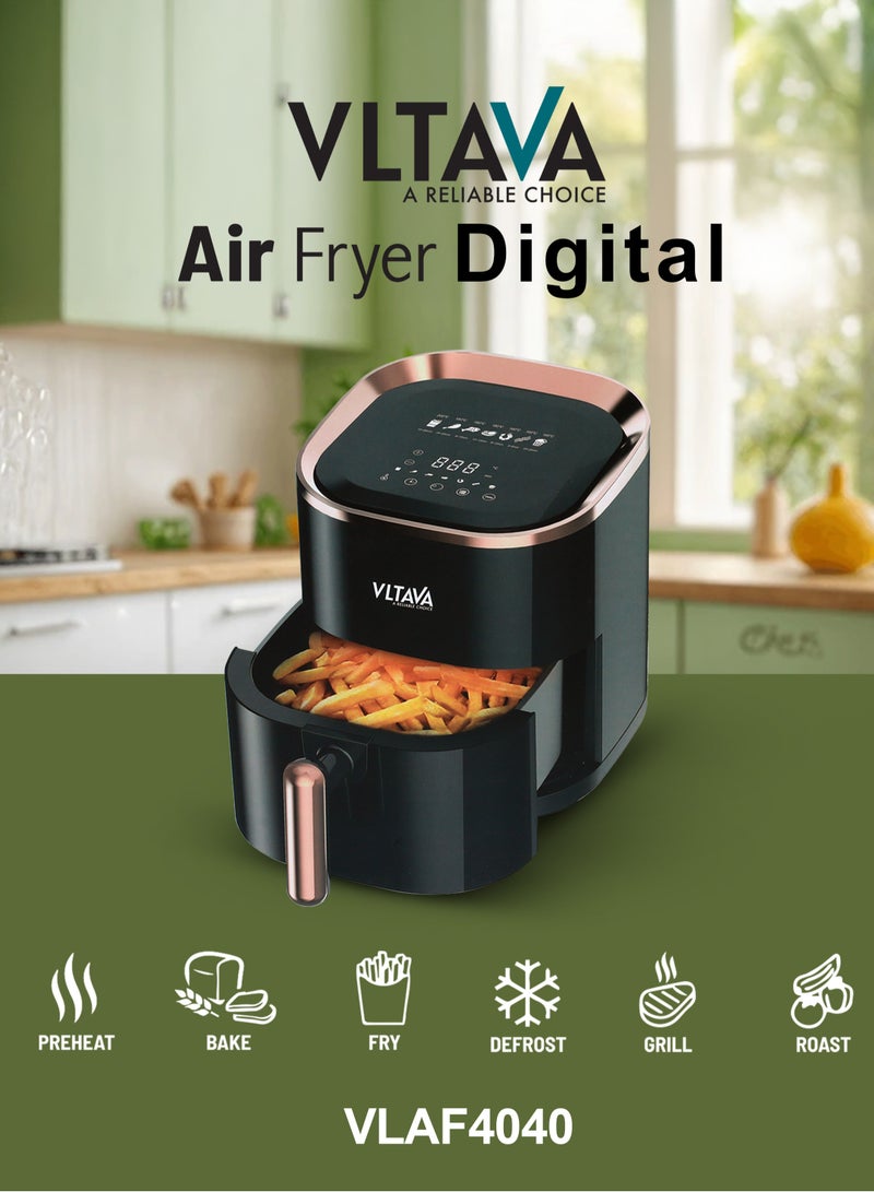 فلتافا مقلاة هوائية رقمية من فلتافا مع تحكم في درجة الحرارة قابل للتعديل، 3.5 لتر، 1200 وات، أسود، VLAF4040 - Image 2