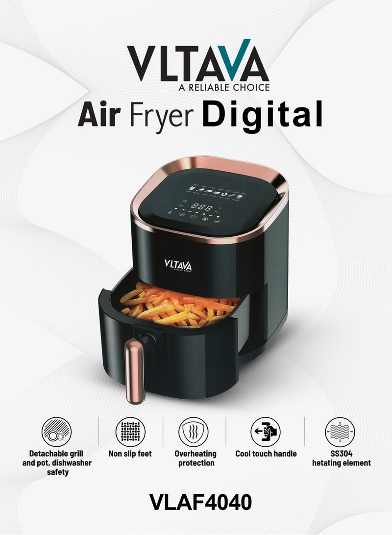 فلتافا مقلاة هوائية رقمية من فلتافا مع تحكم في درجة الحرارة قابل للتعديل، 3.5 لتر، 1200 وات، أسود، VLAF4040 - Image 4