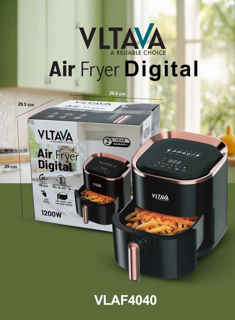 فلتافا مقلاة هوائية رقمية من فلتافا مع تحكم في درجة الحرارة قابل للتعديل، 3.5 لتر، 1200 وات، أسود، VLAF4040 - Image 5