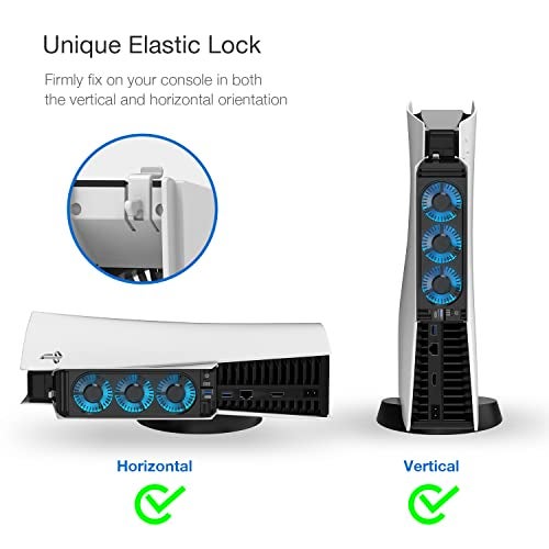 JUSPRO مروحة تبريد JUSPRO لملحقات PS5، مروحة تبريد هادئة مطورة مع ضوء LED لجهاز بلاي ستيشن 5 / إصدار بلاي ستيشن 5 الرقمي و وحدة الألعاب Ultra HD - Image 4