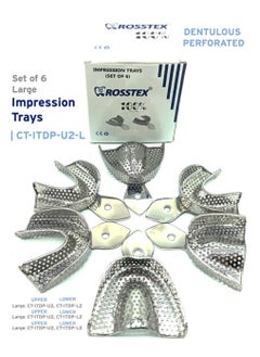 Crosstex Dental Impression Tray Set of 6 Large Dentulous Perforated 