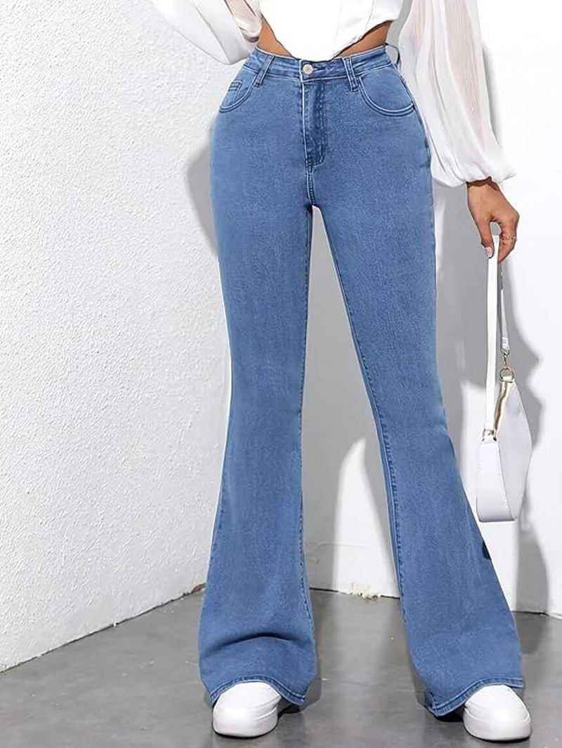 ADBUCKS Women's Wide Leg Fit High Rise Jeans II Bootcut Jeans II (in, Numeric, 32, Stone) - Image 4