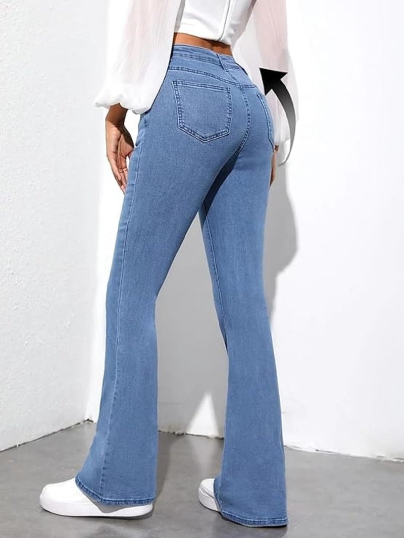 ADBUCKS Women's Wide Leg Fit High Rise Jeans II Bootcut Jeans II (in, Numeric, 32, Stone) - Image 5