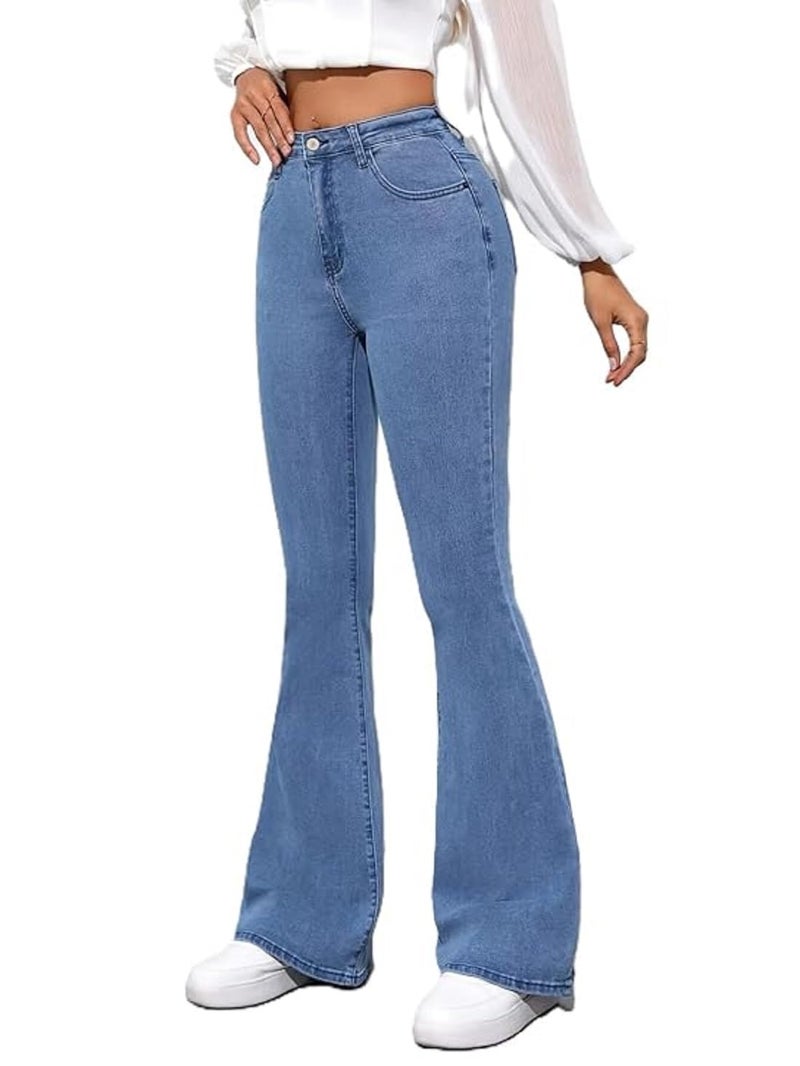 ADBUCKS Women's Wide Leg Fit High Rise Jeans II Bootcut Jeans II (in, Numeric, 32, Stone) - Image 1