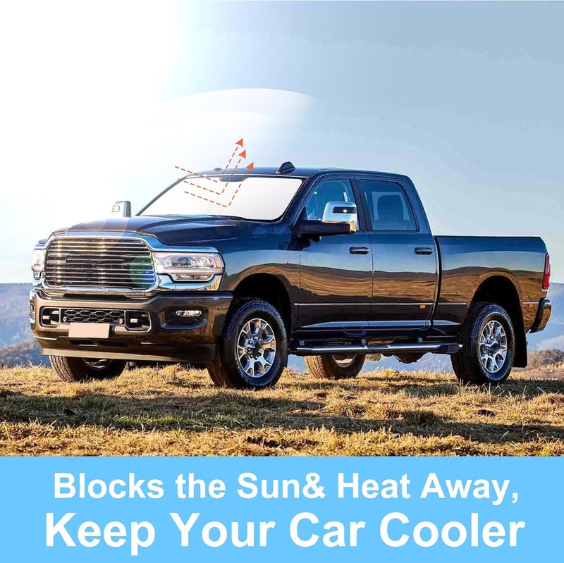 TINGLU Sun Shade for Dodge RAM 2500 3500 2010-2024 2025 2026 Accessories Windshield Sun Shade Window Shade UV Rays Protection Sun Visor Cover with Steering Wheel Sunshade Storage Bag Single & bulk use compatible - Image 5