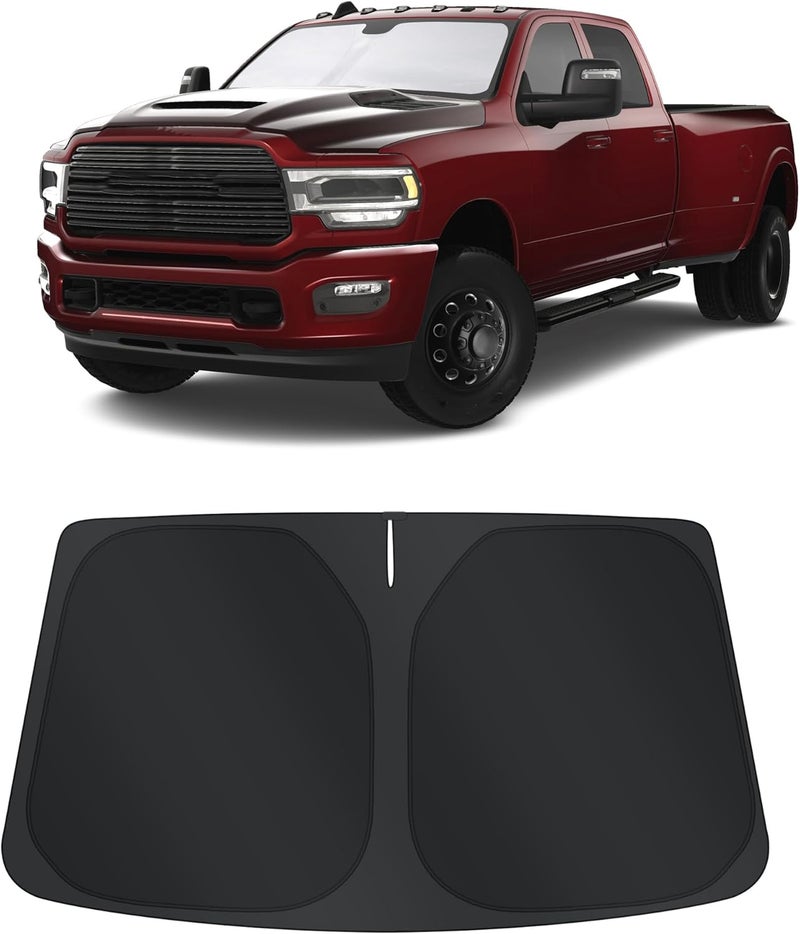 TINGLU Sun Shade for Dodge RAM 2500 3500 2010-2024 2025 2026 Accessories Windshield Sun Shade Window Shade UV Rays Protection Sun Visor Cover with Steering Wheel Sunshade Storage Bag Single & bulk use compatible - Image 1