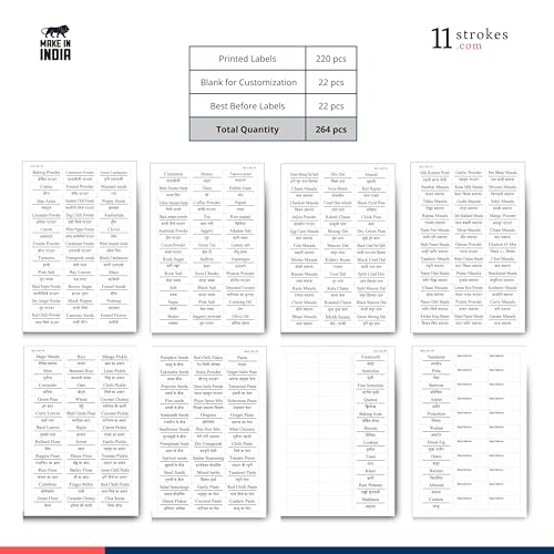 11 Strokes Printed Label Stickers for Kitchen Jars -Waterproof, pre-Printed Stickers for Kitchen Containers, Bottles, & Pantry Organization-Label Maker for Kitchen Jars, Labels for Kitchen containers - Image 3